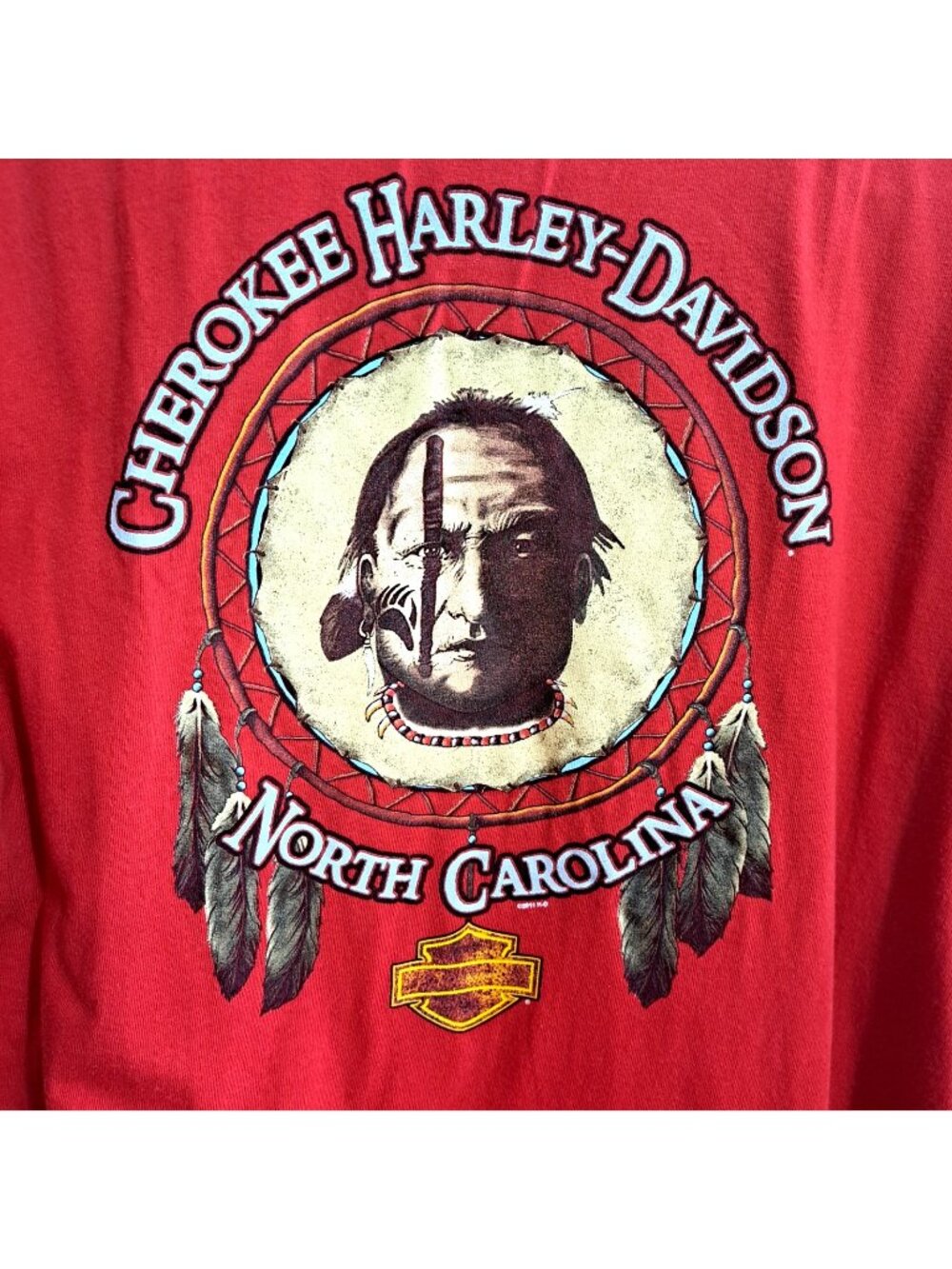 Harley-Davidson Men's L Red Short Sleeve Cherokee North Carolina 2012